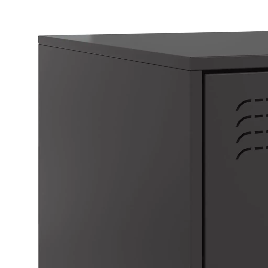 Bedside Tables Black Steel 34.5 x 39 x 44 cm Storage Cabinets 2 Piece Set