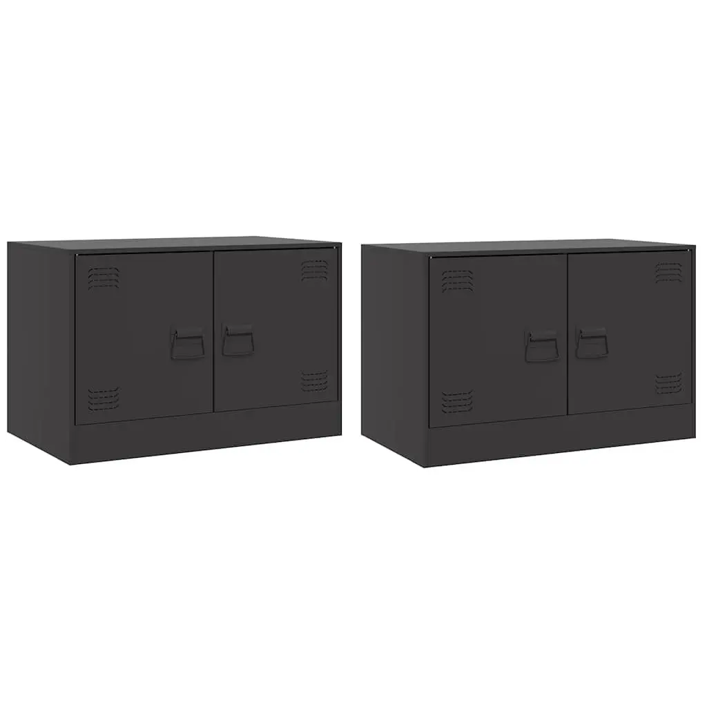 Black Steel Frame TV Cabinets Set of 2
