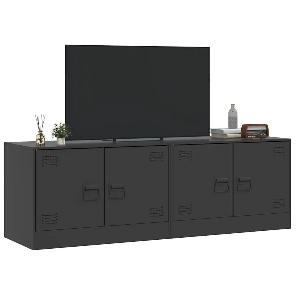 Black Steel Frame TV Cabinets Set of 2