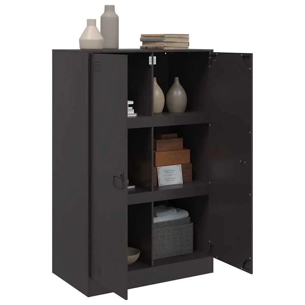 Black Sideboard Cabinet with Steel Frame 67x39x107cm