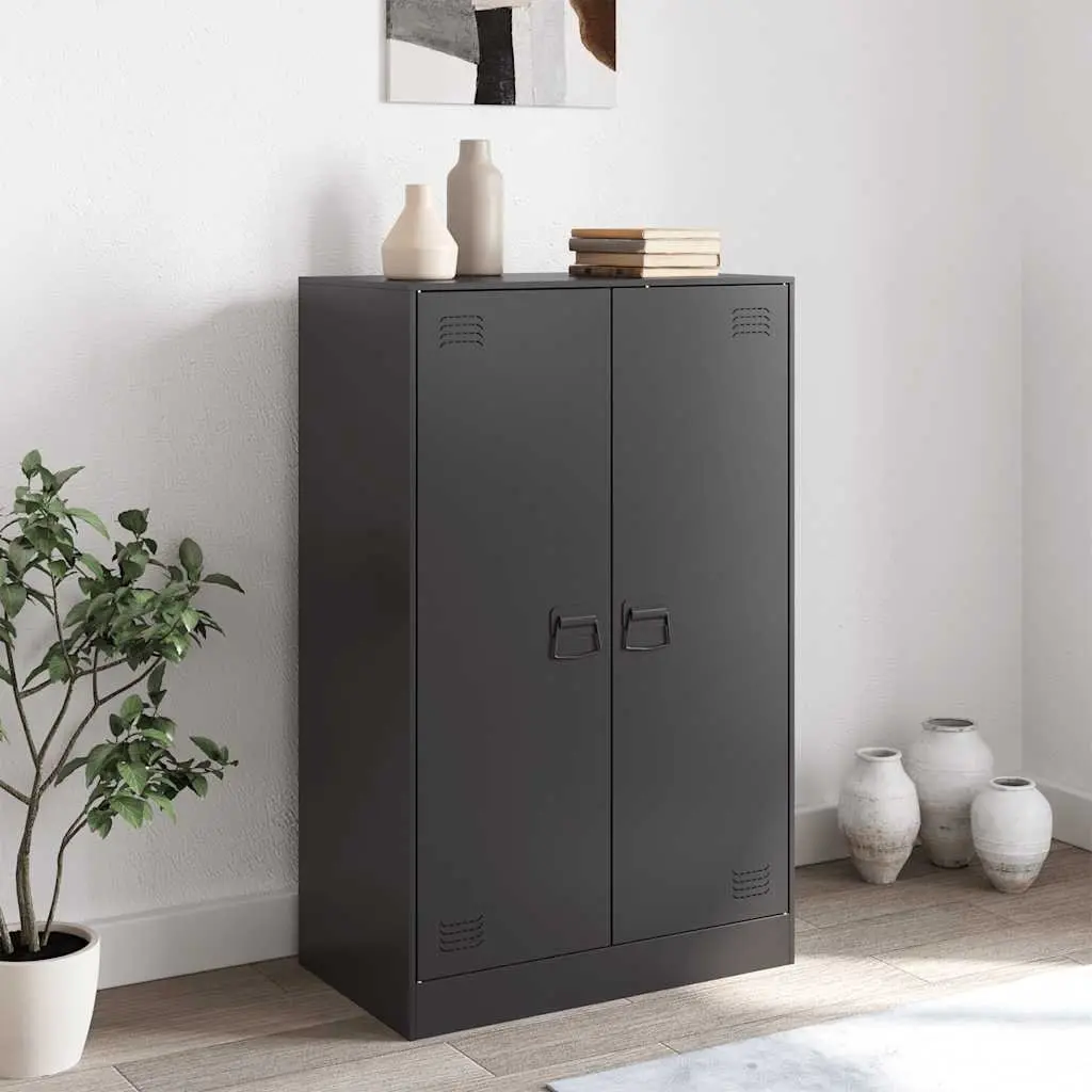 Black Sideboard Cabinet with Steel Frame 67x39x107cm
