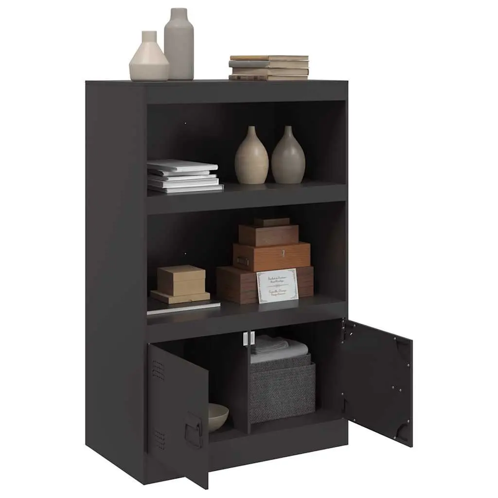 Sideboard Black 67x39x107 cm Steel Frame Storage Cabinet Buffet Furniture