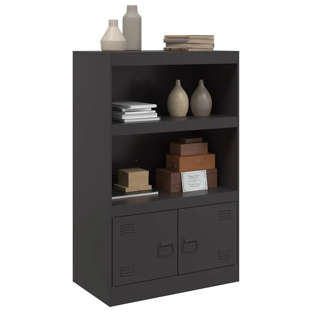 Sideboard Black 67x39x107 cm Steel Frame Storage Cabinet Buffet Furniture