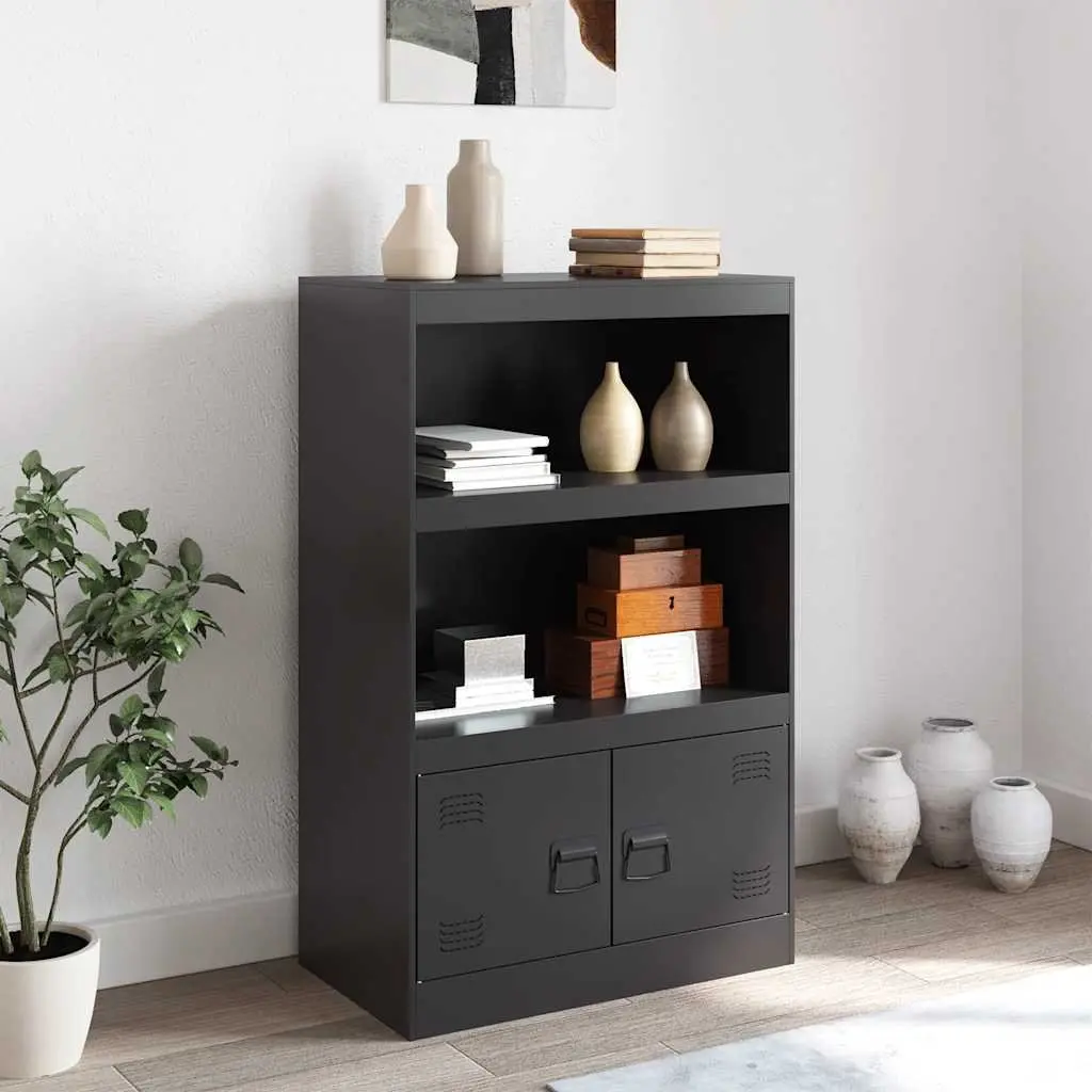 Sideboard Black 67x39x107 cm Steel Frame Storage Cabinet Buffet Furniture