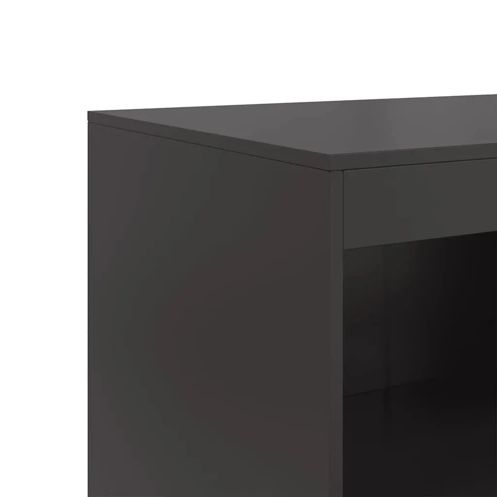 Sideboard Black 67x39x107 cm Steel Frame Storage Cabinet Buffet Furniture
