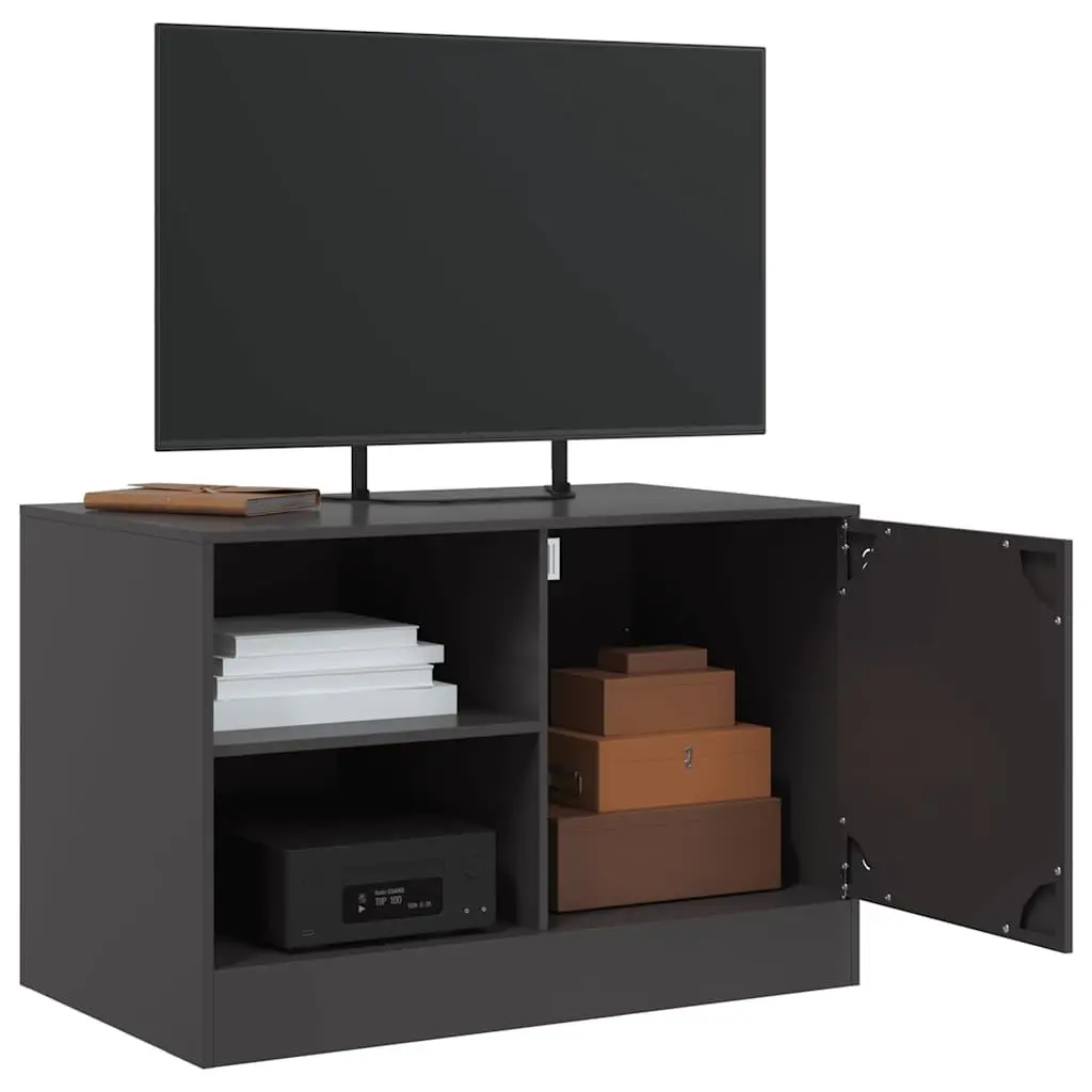 TV Cabinet Black 67x39x44 cm Cold-Rolled Steel 2 Pieces Storage Unit Display Furniture