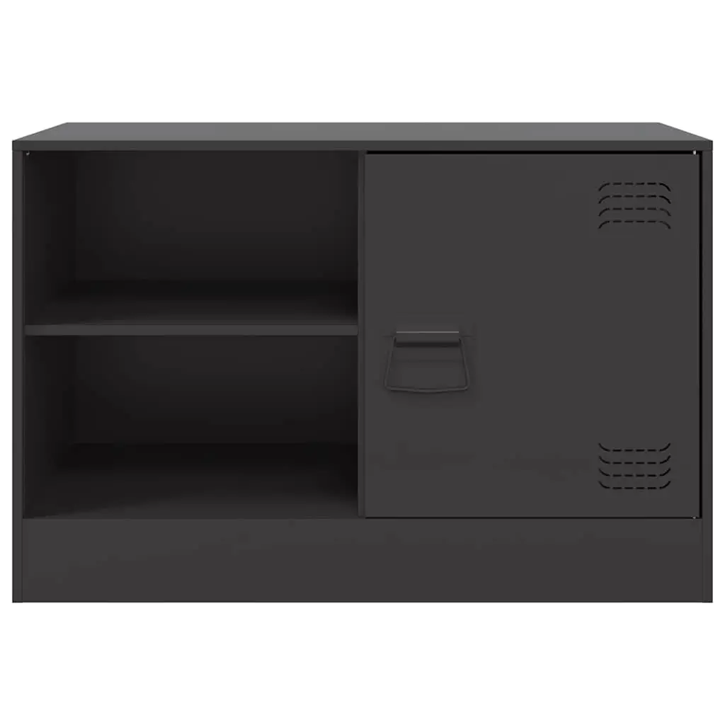 TV Cabinet Black 67x39x44 cm Cold-Rolled Steel 2 Pieces Storage Unit Display Furniture