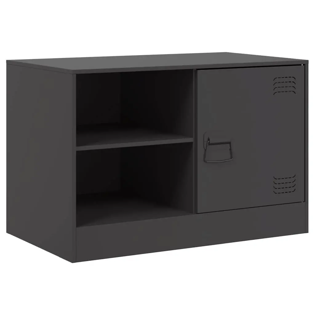 TV Cabinet Black 67x39x44 cm Cold-Rolled Steel 2 Pieces Storage Unit Display Furniture
