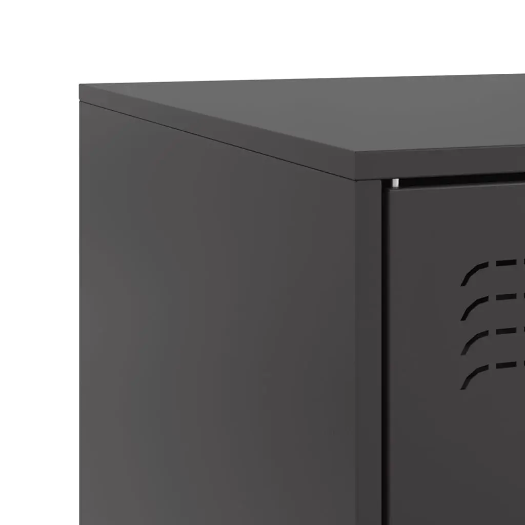 TV Cabinet Black 67x39x44 cm Cold-Rolled Steel 2 Pieces Storage Unit Display Furniture