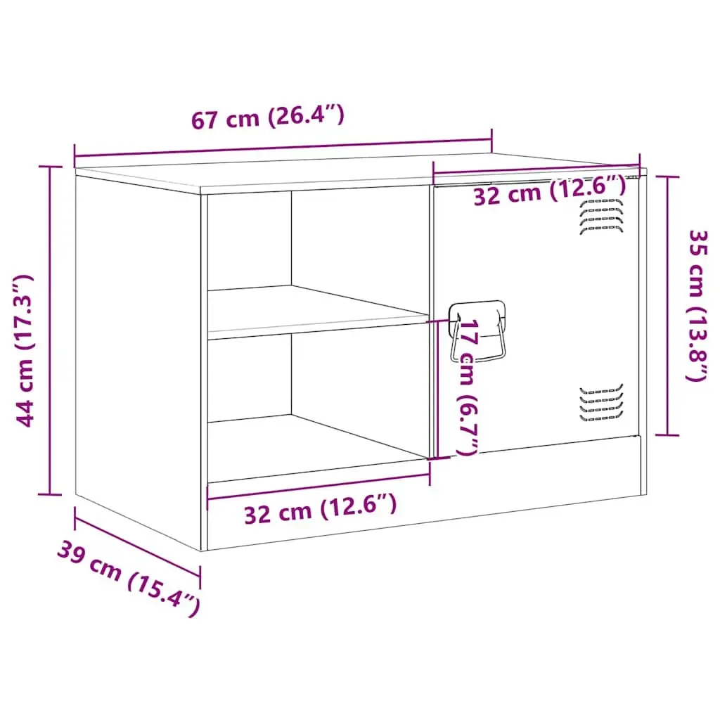 TV Cabinet Black 67x39x44 cm Cold-Rolled Steel 2 Pieces Storage Unit Display Furniture