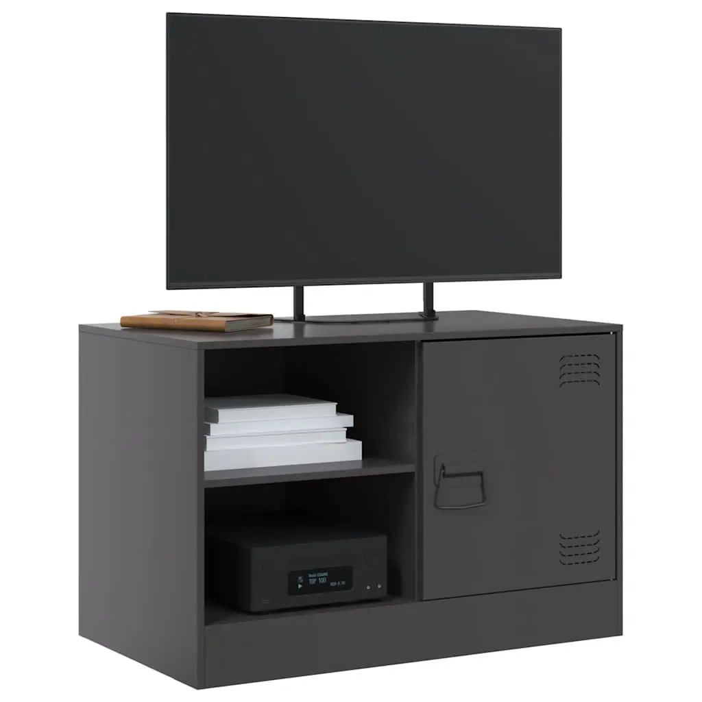 TV Cabinet Black 67x39x44 cm Cold-Rolled Steel 2 Pieces Storage Unit Display Furniture