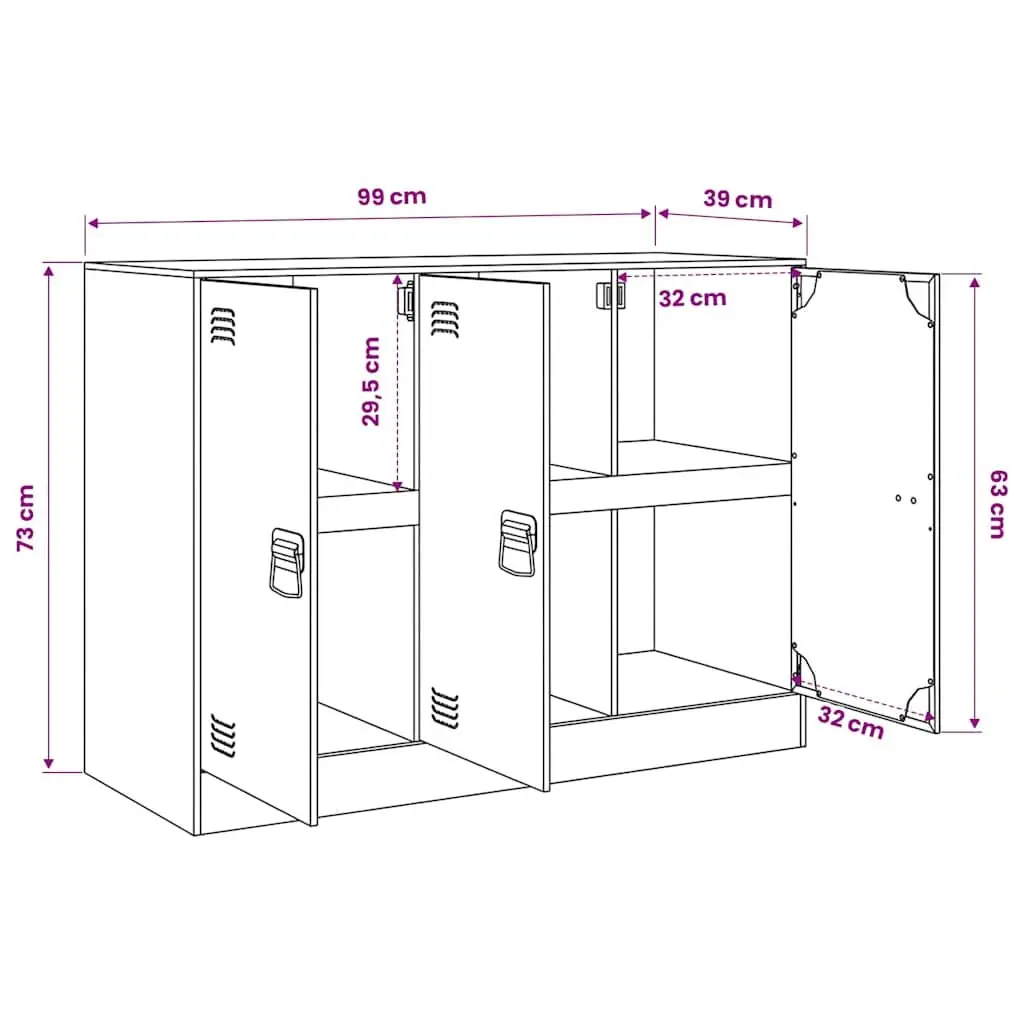 Sideboard Black 99x39x73 cm Cold-rolled Steel Storage Cabinet with Handles