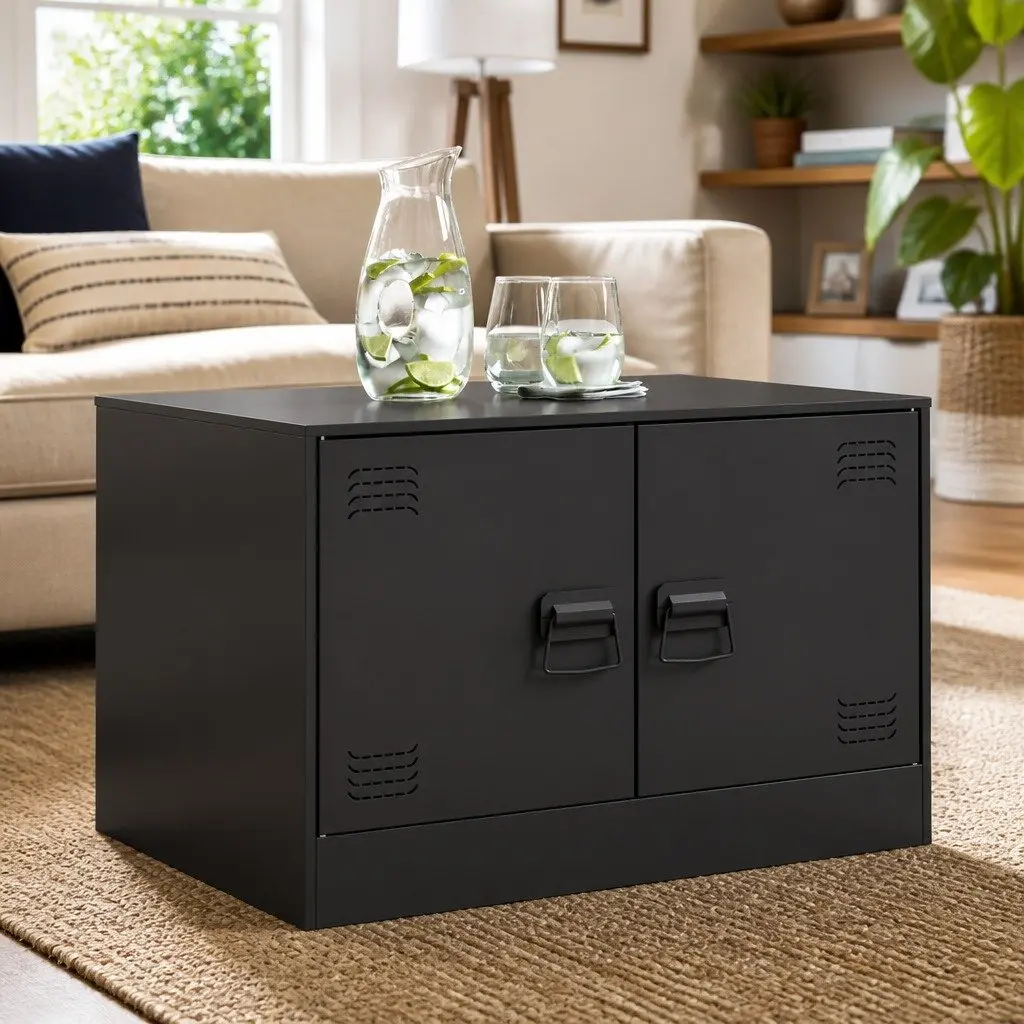 Black Coffee Table with Storage for Living Room