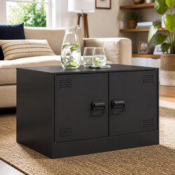 Modern Black Coffee Table with Storage for Living Room