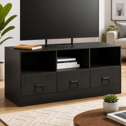 Black TV Cabinet with Ample Storage Space 99x39x44 cm