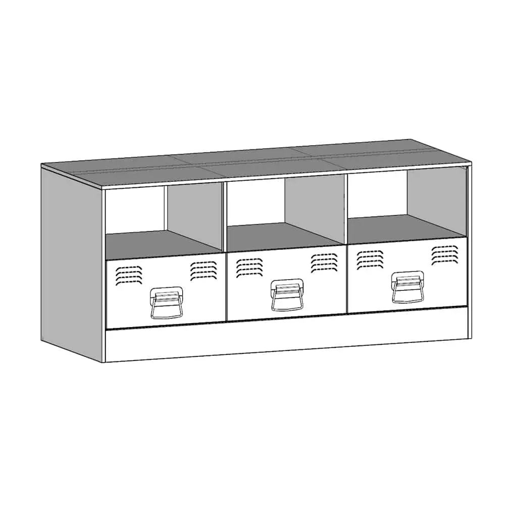Black Media Console TV Cabinet Storage Unit 99x39x44cm Cold Rolled Steel with Handles