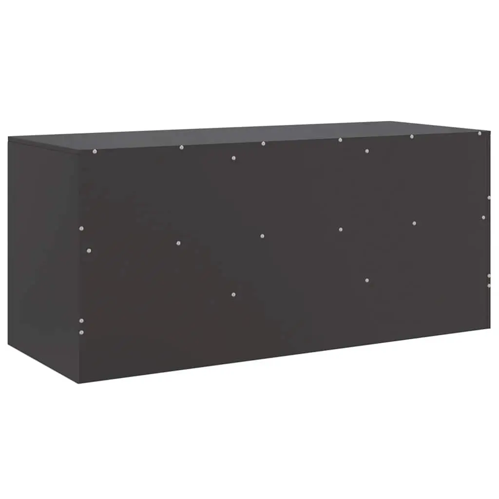 Black Media Console TV Cabinet Storage Unit 99x39x44cm Cold Rolled Steel with Handles