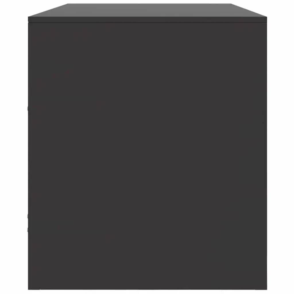 Black Media Console TV Cabinet Storage Unit 99x39x44cm Cold Rolled Steel with Handles