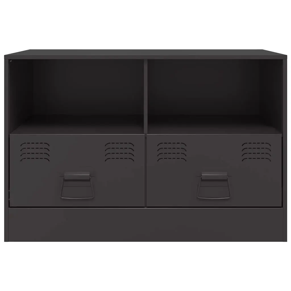 TV Cabinet 2 Pieces Black Storage Unit Furniture Organiser Shelves