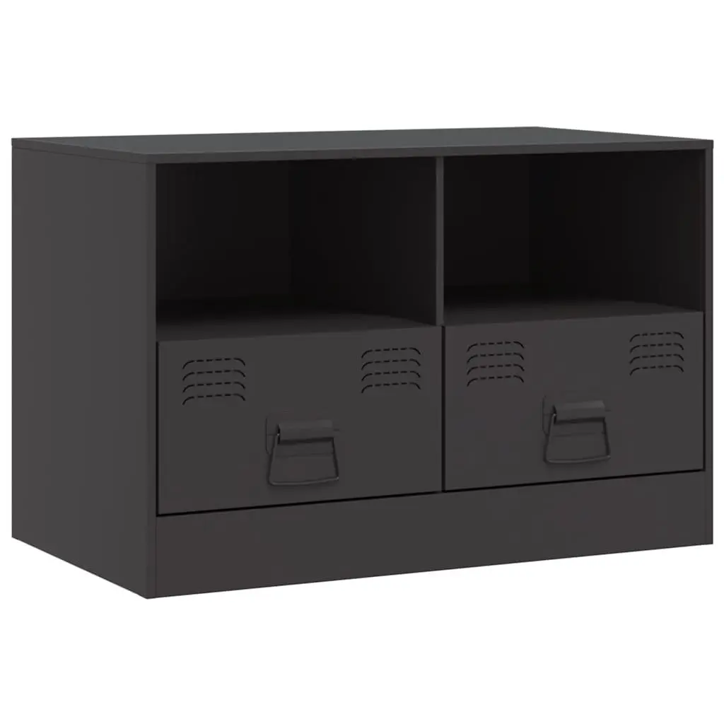 TV Cabinet 2 Pieces Black Storage Unit Furniture Organiser Shelves