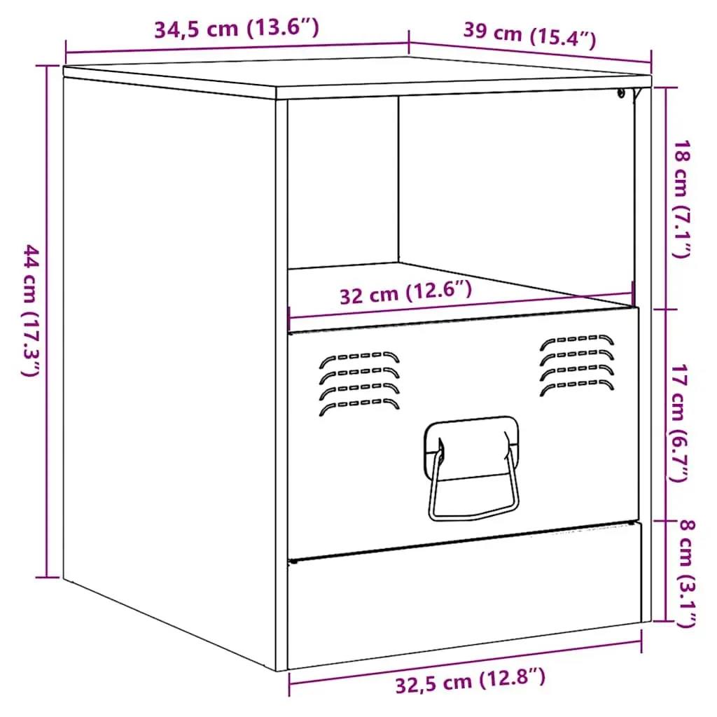 Bedside Cabinets Black 34.5x39x44cm Cold-rolled Steel 2 Piece Nightstand Storage Furniture