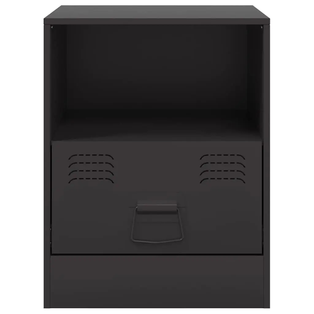 Bedside Cabinets Black 34.5x39x44cm Cold-rolled Steel 2 Piece Nightstand Storage Furniture