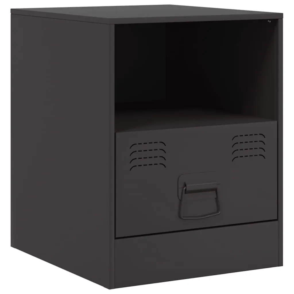 Bedside Cabinets Black 34.5x39x44cm Cold-rolled Steel 2 Piece Nightstand Storage Furniture