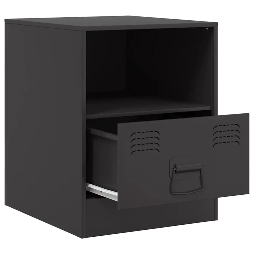 Bedside Cabinets Black 34.5x39x44cm Cold-rolled Steel 2 Piece Nightstand Storage Furniture