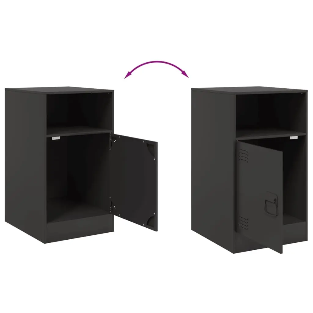 Bedside Cabinet 2 pcs Black Storage Nightstand Bedroom Furniture Organiser