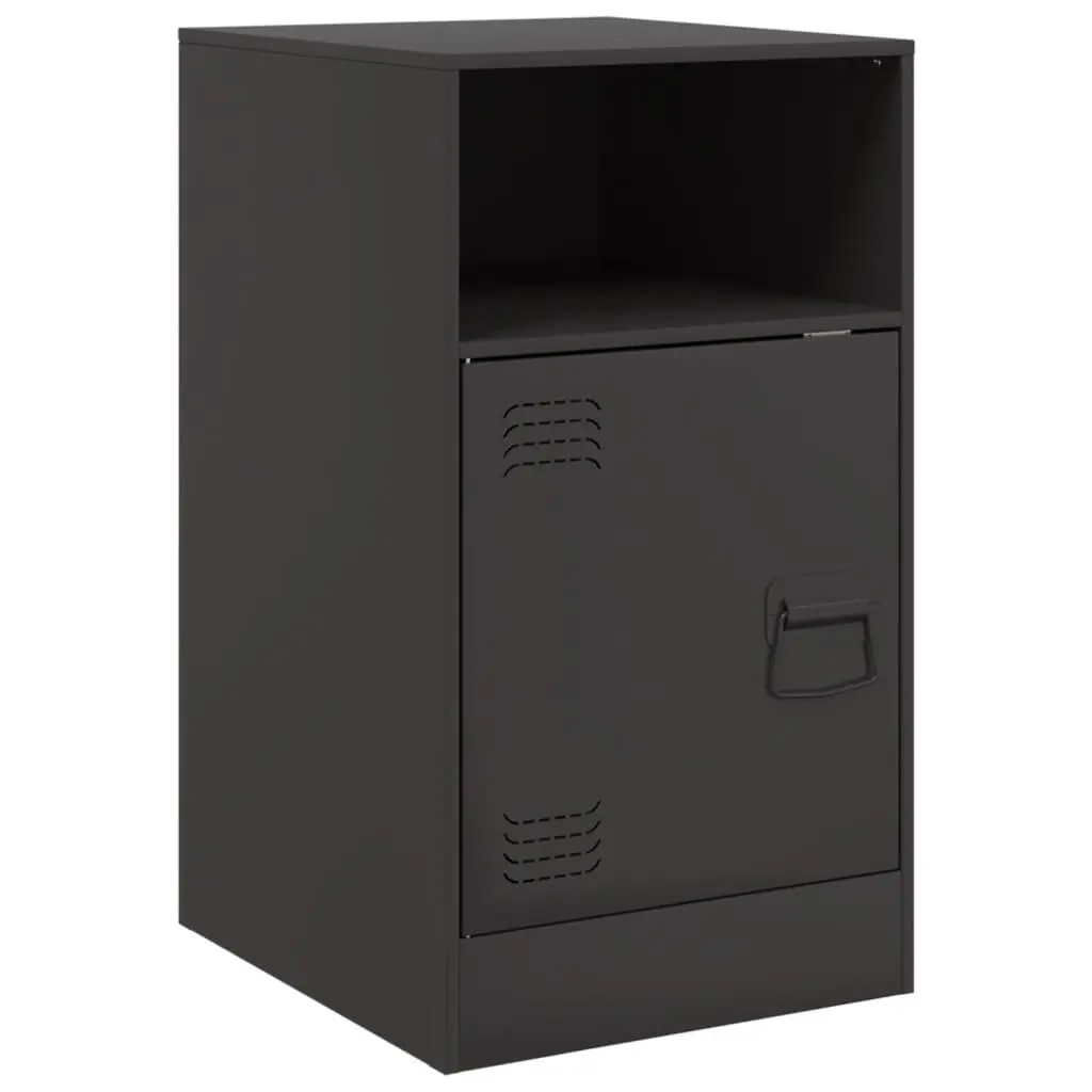 Bedside Cabinet 2 pcs Black Storage Nightstand Bedroom Furniture Organiser