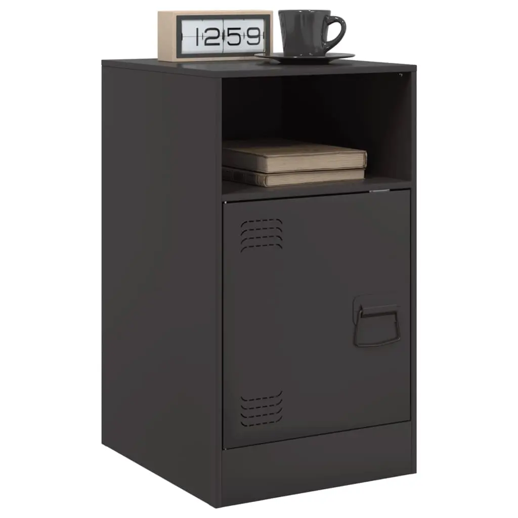 Bedside Cabinet 2 pcs Black Storage Nightstand Bedroom Furniture Organiser