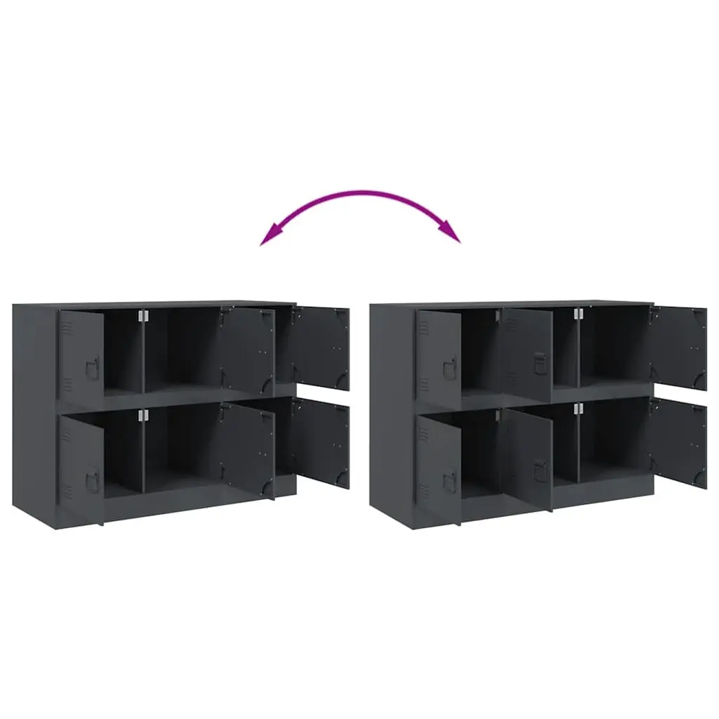 Anthracite Steel Frame Sideboard 99x39x73cm
