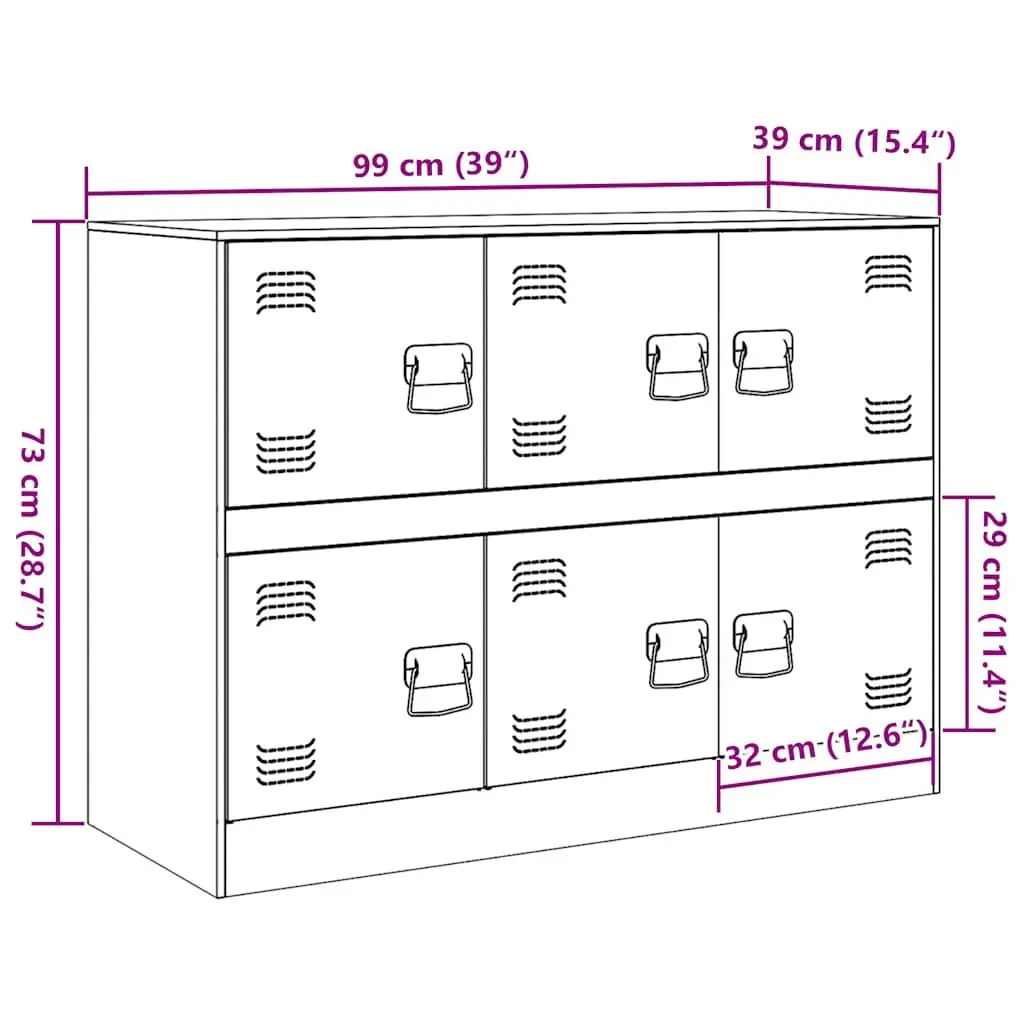 Anthracite Steel Frame Sideboard 99x39x73cm