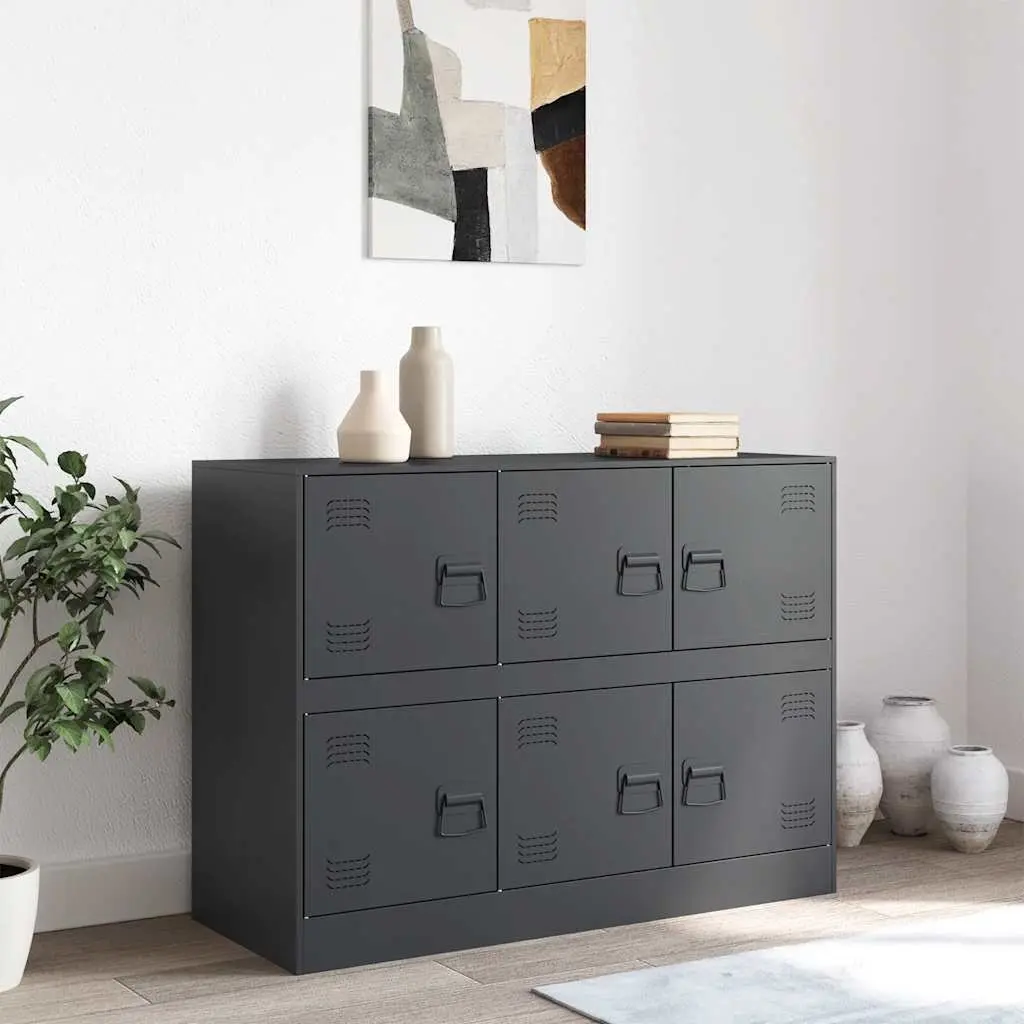 Anthracite Steel Frame Sideboard 99x39x73cm