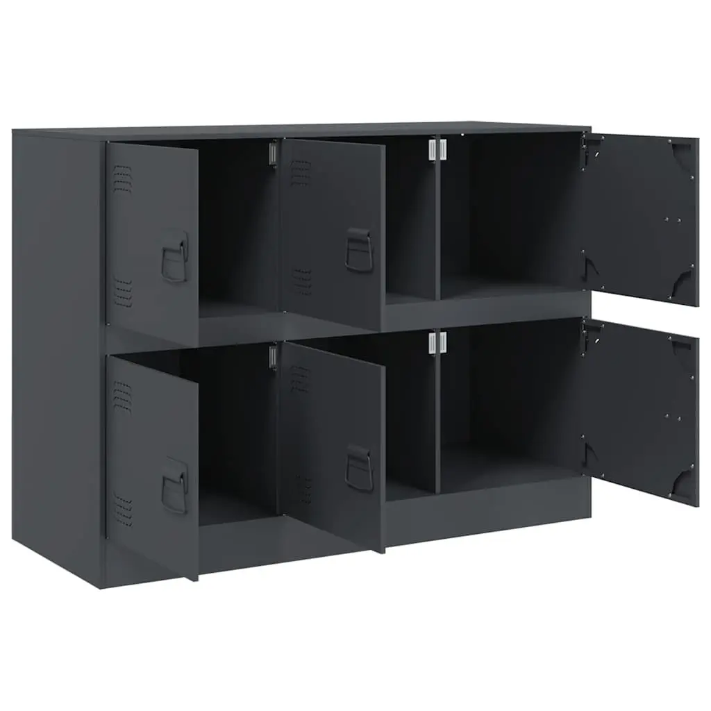 Anthracite Steel Frame Sideboard 99x39x73cm