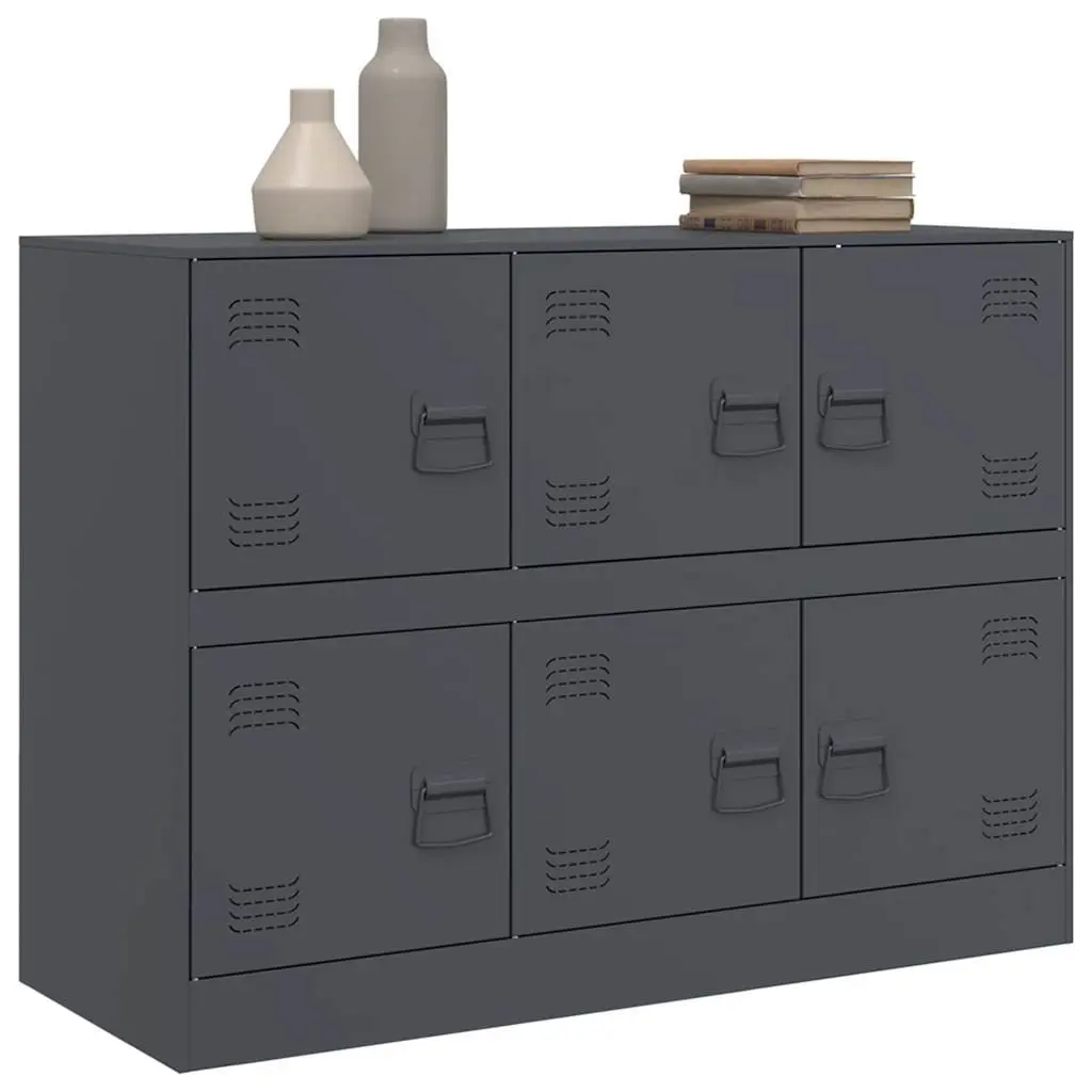 Anthracite Steel Frame Sideboard 99x39x73cm