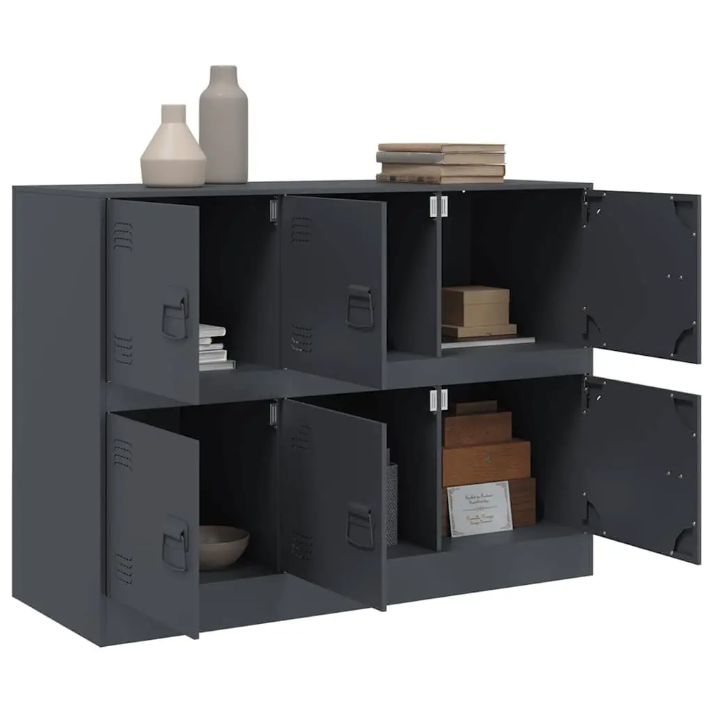 Anthracite Steel Frame Sideboard 99x39x73cm