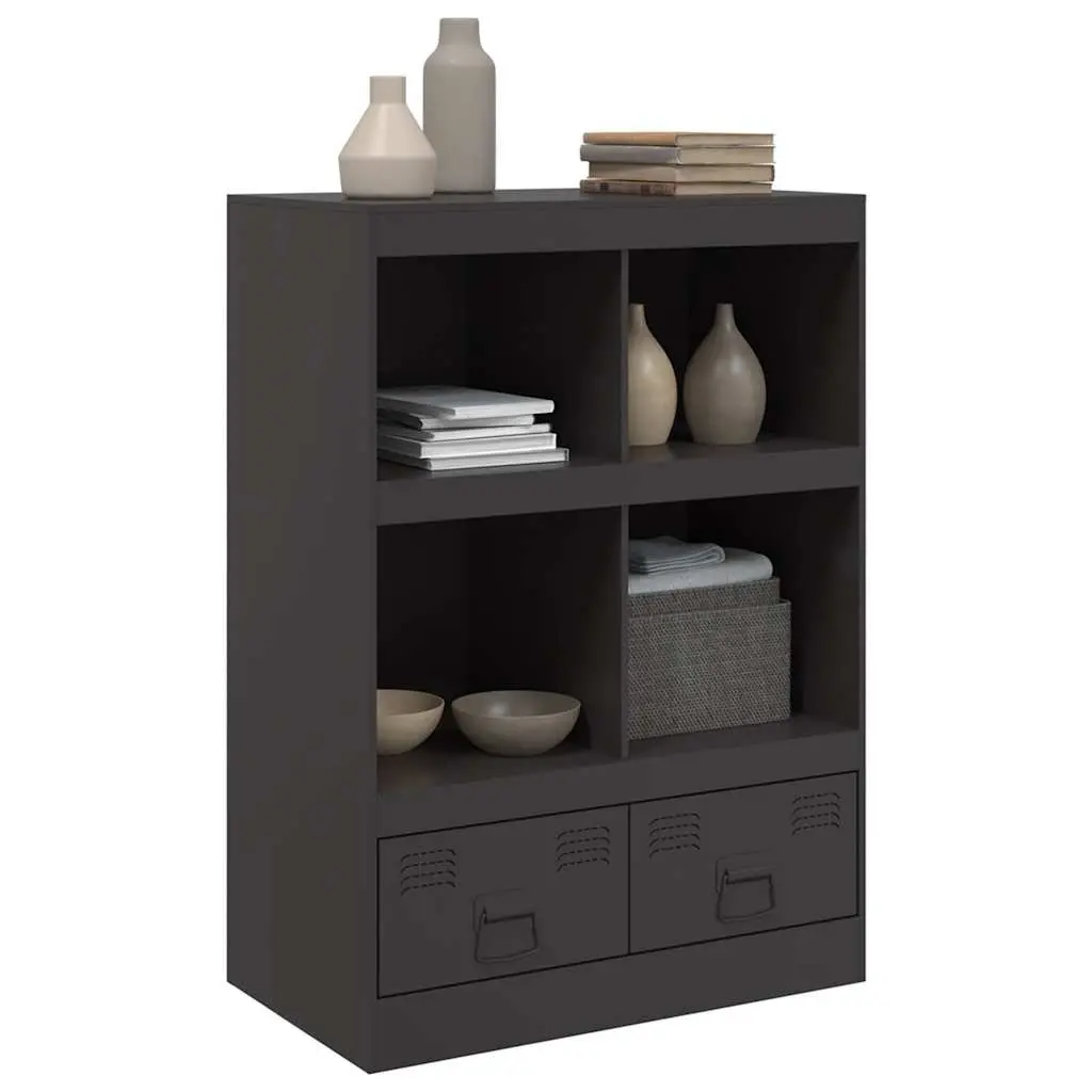 Black Highboard Sideboard with Steel Frame