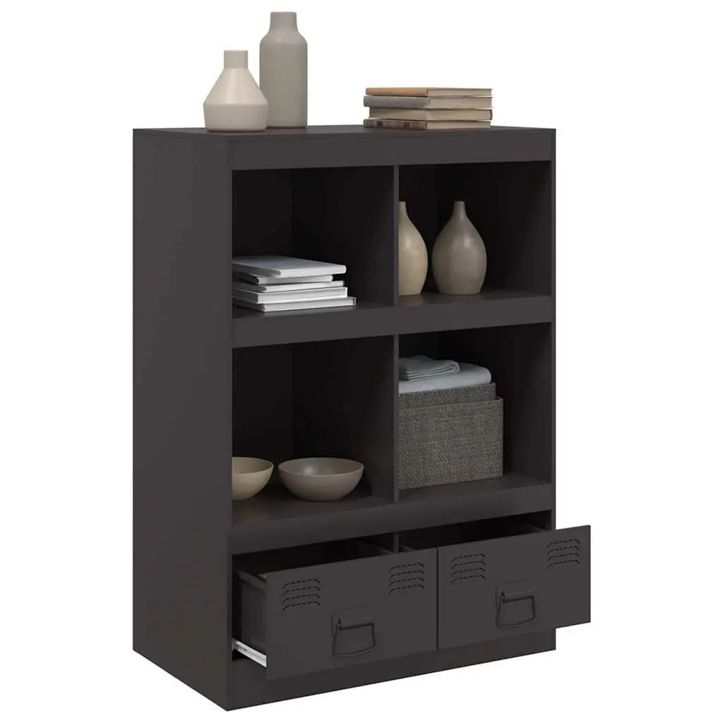 Black Highboard Sideboard with Steel Frame