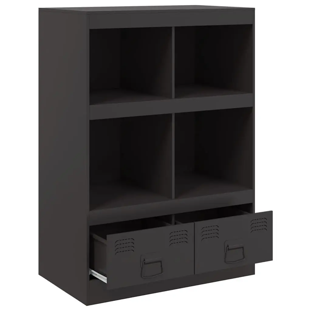 Black Highboard Sideboard with Steel Frame
