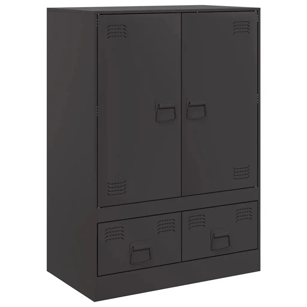 Highboard Cabinet Black Storage Sideboard Buffet Furniture with Steel Frame