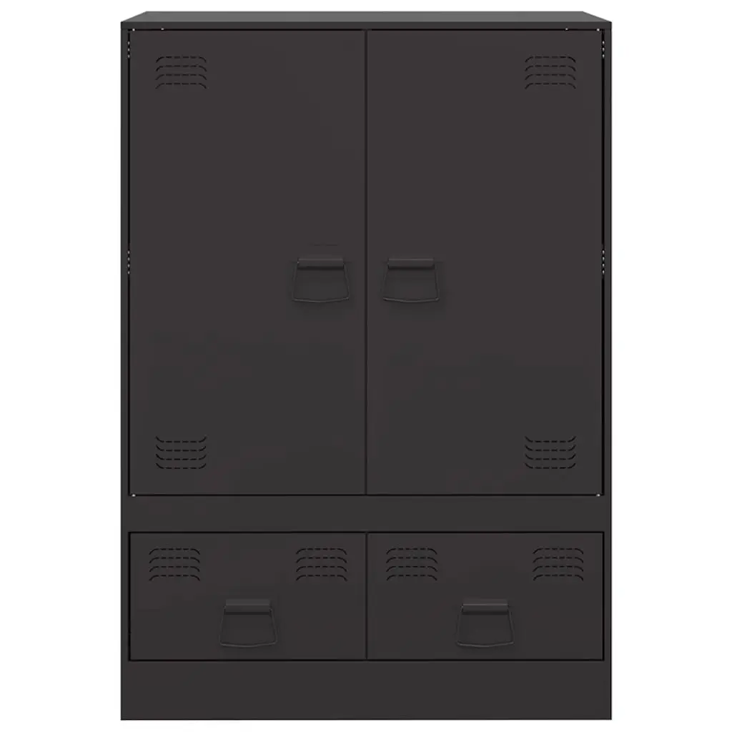 Highboard Cabinet Black Storage Sideboard Buffet Furniture with Steel Frame