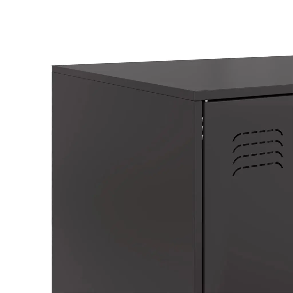 Highboard Cabinet Black Storage Sideboard Buffet Furniture with Steel Frame
