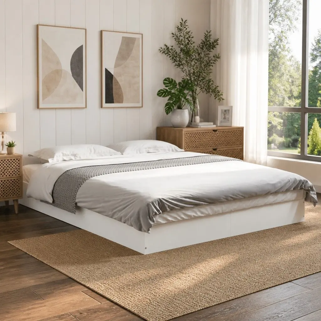 White Bed Frame 135x190 cm for Comfort and Style