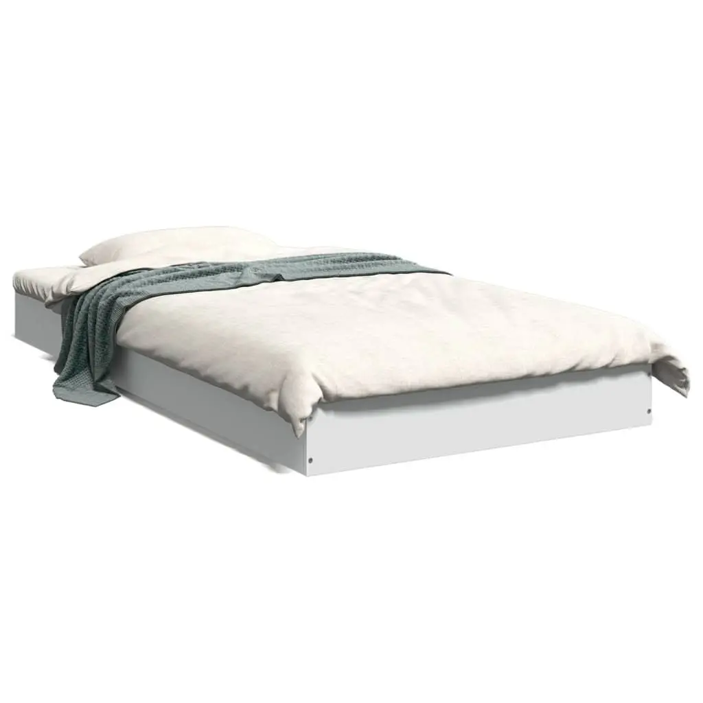 White Bed Frame 90x190 cm Modern Style Engineered Wood
