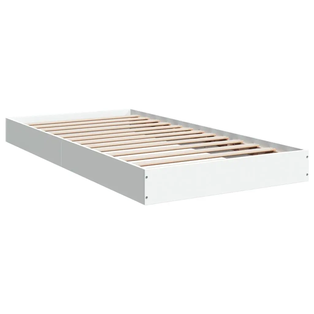 White Bed Frame 90x190 cm Modern Style Engineered Wood