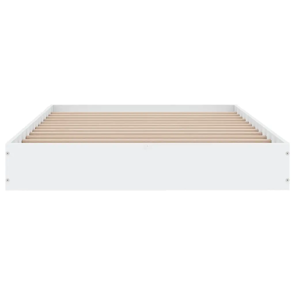 White Bed Frame 90x190 cm Modern Style Engineered Wood
