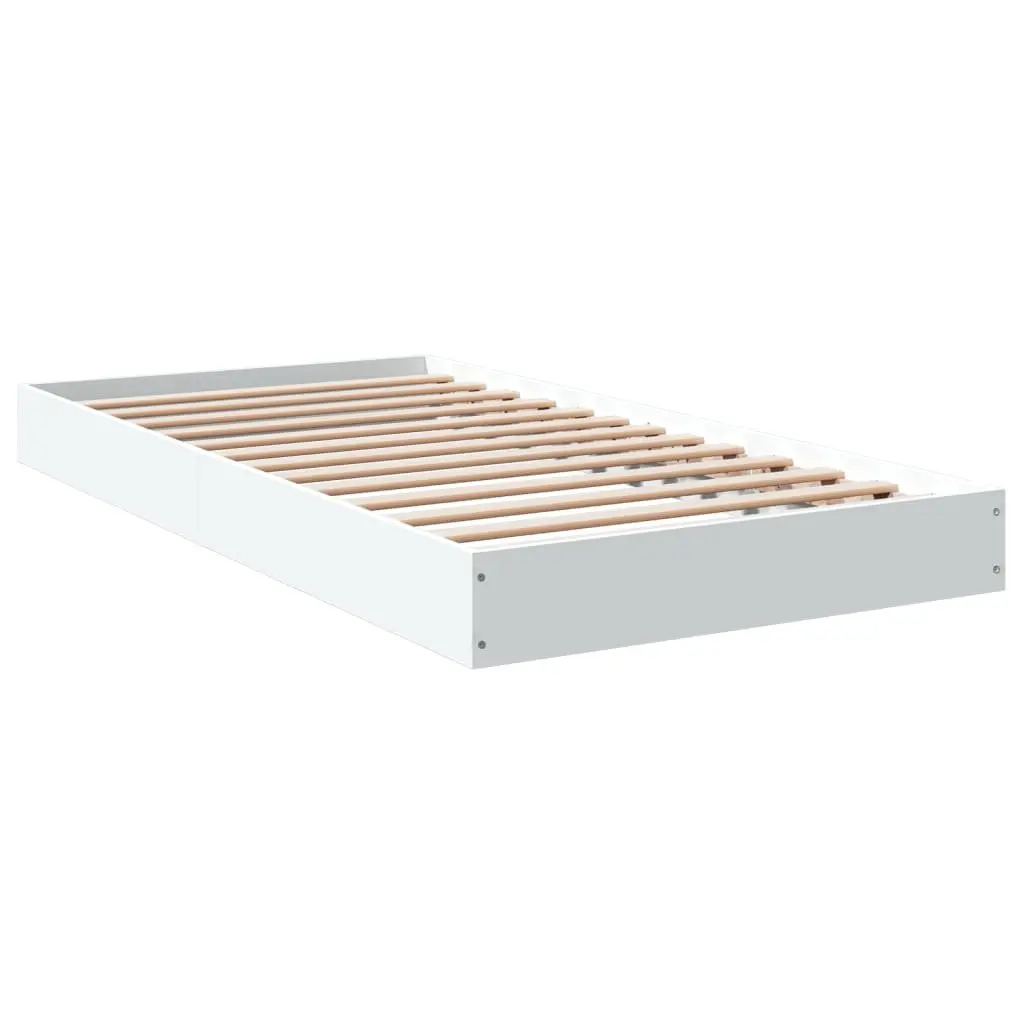 White Bed Frame 90x190 cm Modern Style Engineered Wood