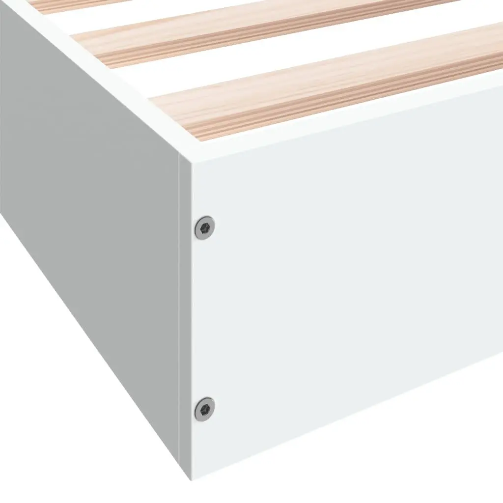 White Bed Frame 90x190 cm Modern Style Engineered Wood