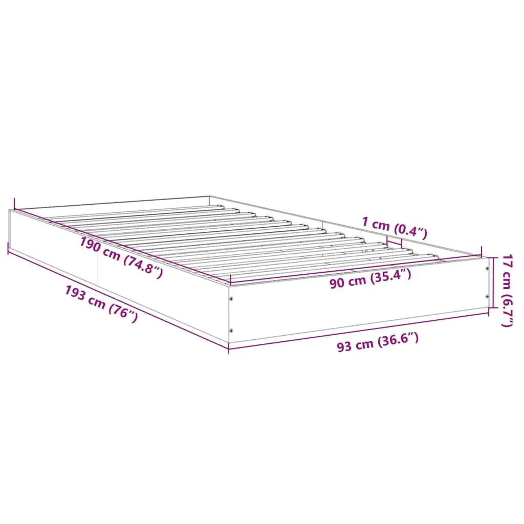 White Bed Frame 90x190 cm Modern Style Engineered Wood